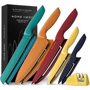 Home Hero Coltelli da Cucina - Acciaio Inox - Set Coltelli da Cucina Professionali - Coltelli da Tavola e Utensili Cucina (11 pezzi - Multicolore)
