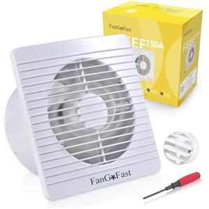 FanGoFast Aspiratore Bagno 150mm, Estrattore Aria Universale con Valvola Antiritorno per Bagno Cucina Garage, Ventola Aspirazione Vortice Basso Consumo