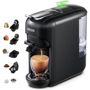 CAFELFFE Macchina da caffè a capsule monodose 5 in 1 MK-606, macchina per caffè espresso caldo/freddo da 19 bar, compatibile con cialde e fondi K-Cup/NES Original/DG/ESE, 7 volumi d'acqua