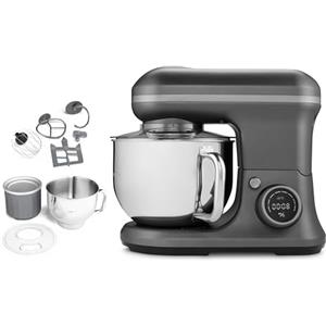 MEDION Robot da cucina (1.200 watt, 8 impostazioni, miscelare impastare mescolare, display digitale, ciotola in acciaio inox da 5 litri, ciotola per la preparazione del gelato, MD18420) antracite