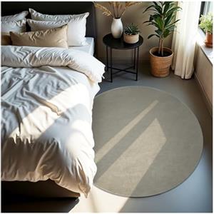 TecTake® Tappeto Salotto, Tappeto Pelo Corto, Tappeti Salotto Design Elegante, Tappetino morbido Lavabile in Lavatrice, Ideale per Sala da Pranzo, Camera da Letto, Studio, Soggiorno - Sabbia - Ø 120cm