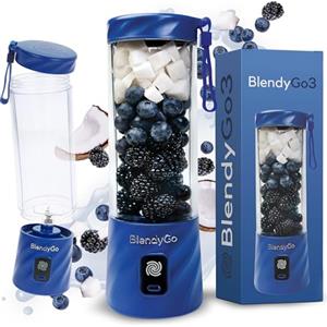 BlendyGo Frullatore portatile mini frullatore elettrico BlendyGo 3 usb ricaricabile tritatutto elettrico frullo piccolo blender smoothie maker trita ghiaccio e frutta congelata (Blu)