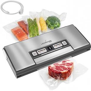 LEHMANN Macchina Sottovuoto Alimenti, Macchine Sottovuoto per Alimenti Secchi e Umidi, 5 Modalità, Conservazione Prolungata Alimentare, Saldatura Lunga 30 cm, Taglierina, Tubo di Aspirazione incl.
