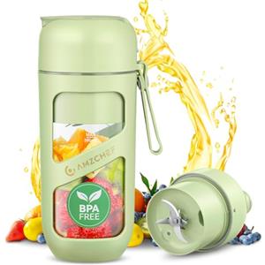 AMZCHEF Frullatore Portatile Sottovuoto - Frullatore Portatile USB Ricaricabile per Frullati e Smoothie - Mini Frullatore Elettrico con 10 Lame per Sport, Viaggi, Escursionismo, Senza BPA