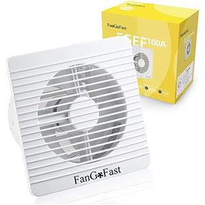 FanGoFast Aspiratore Bagno 100mm, Ventola Aspirazione Bagno con Valvola Antiritorno per Bagno Cucina Ufficio Garage, Ventilatore da Parete Vortice Basso Consumo