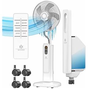 KESSER® Ventilatore da terra Frosty con acqua, nebulizzazione a ultrasuoni, raffreddamento ad acqua, telecomando incluso, funzione timer, umidificatore silenzioso, funzione nebulizzazione
