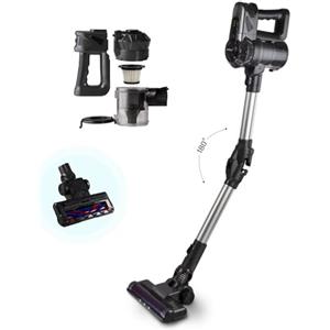 Innoliving INN-662 10Kpa Aspirapolvere Con Tubo Flessibile, Senza Filo, Senza Sacco, 2200 mAh, 0,5 Litri, Autonomia 50 Minuti, Luce LED, Resistente in Metallo, Grigio