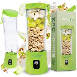 BlendyGo Frullatore portatile mini frullatore elettrico BlendyGo 3 usb ricaricabile tritatutto elettrico frullo piccolo blender smoothie maker trita ghiaccio e frutta congelata (Verde)