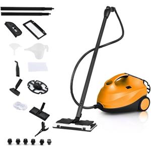RELAX4LIFE Pulitore a Vapore 2000W, Serbatoio 1,5L da 45 Minuti, 19 Accessori, Continuo a 108°C e 4 Bar per Pavimenti, Tappeti, Auto, Vetri, Igienizza Senza Chimici, Blocco Sicurezza (ARANCIONE)