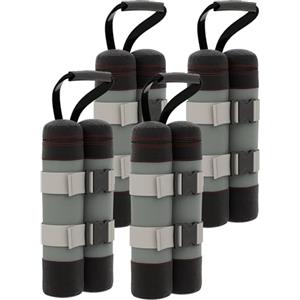 Outsunny Set 4 Pesi per Gazebo Riempibili con Sabbia fino a 12 kg con Cinghie e Maniglia, Zavorra Gazebo in Tessuto Oxford 168D, 20x10x43 cm, Nero e Grigio