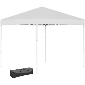 Outsunny Gazebo Pieghevole 2.5x2.5 m Pop Up con 8 Fori di Drenaggio e Borsa da Trasporto, Gazebo da Esterno in Acciaio e Oxford, per Giardino, Feste, Bianco