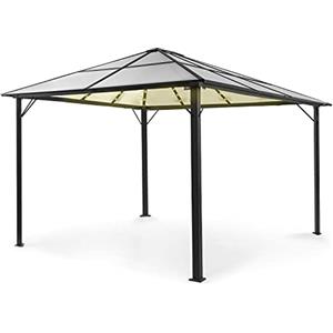 Blumfeldt Pergola Impermeabile con Tetto in Policarbonato, Pergola 3x4, Gazebo Pergola in Metallo e Alluminio, Pergola da Giardino Anti UV, Tendone Giardino con Vetro Traslucido, Luci LED Dimmerabili