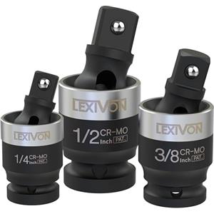 LEXIVON Adattatori per bussola, snodo sferico per chiavi a bussola 1/4"-3/8"-1/2", per avvitatore a batteria, per Makita, Milwaukee, chiave dinamometrica, a cricchetto, Design sottile, 3 pz.(LX-113-S)
