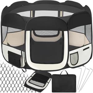 tectake® Box per Animali in Poliestere, Tenda Box per Cani, Recinto per Piccoli Animali, Struttura in Acciaio, Facile da Montare con Sistema Pop-Up, Borsa per Trasporto Inclusa - Nero