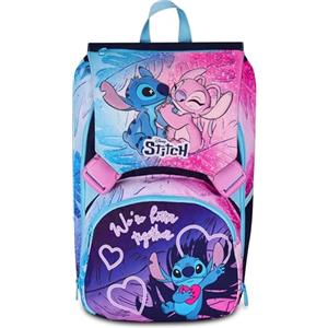 Seven Zaino Doppio Lilo & Stitch Scomparto Estensibile, Lilla, Maxi Capienza, Schienale Preformato, Bambina, Scuola Elementare
