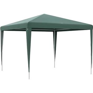 Outsunny Gazebo da Giardino 3x3 m con 4 Fori di Drenaggio, Corde e Viti, Gazebo da Esterno in Acciaio e PE, Protezione UV, per Giardino, Feste, Campeggio, Matrimoni e Mercati, Verde