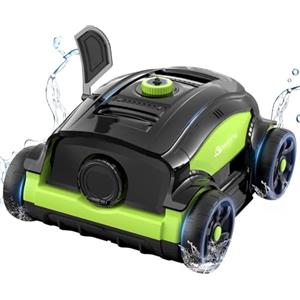 WINNY POOL CLEANER WY1103 Robot Piscina, Piscina Senza Fili con Batteria, 120 Min Autonomia, Doppio Motore, Display LED, Filtro 180μm, Parcheggio Automatico per Piscine Fino a 120m² (Verde-Nero A)