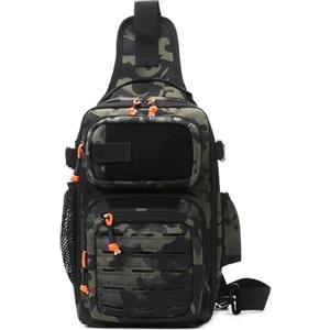 VINBAGGE Militare tasca sul petto tattico Sling Zaino Molle Borsa a tracolla piccola impermeabile Outdoor Crossbody Daypack per escursioni, ciclismo, trekking, uomo e donna, E-camouflage