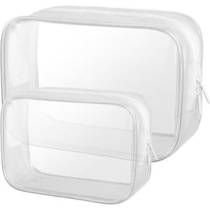 OSDUE 2 Pcs Borse da Valigia Trasparente, Sacche Trasparenti da Aereo, Beauty Case Impermeabili, Borse per Cosmetici con Zip, Beauty Case da Borsa Viaggio per Trasporto di Liquidi, Donna/Uomo (L+S)