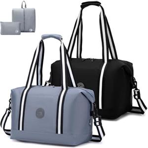 SPAHER 2X Borsone da Viaggio Bagaglio a Mano 40x30x25 Eurowings Borsone Palestra Sportiva Grande Donna Uomo 30L Pieghevole Borsa da Viaggio Piscina Fitness Impermeabile Travel Duffel Cabin Bag