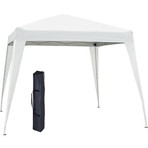 Outsunny Gazebo Pieghevole 2.4x2.4 m Pop Up con Borsa da Trasporto, Gazebo da Giardino con Struttura in Acciaio e Oxford, Protezione UV, per Feste, Bianco