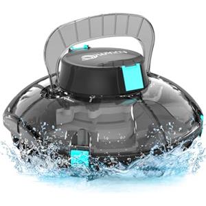 WINNY POOL CLEANER Winny 200 Robot Piscina, Piscina Senza Fili con Batteria, Autonomia 75 Min per Piscine Fuori Terra 60 m², Doppia Filtrazione, Parcheggio Automatico (Trasparente Nero)