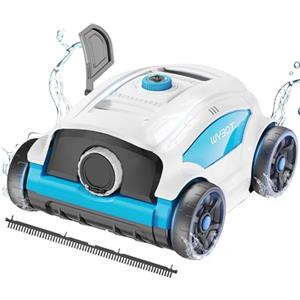 WYBOT WY1103 Robot Piscina Fuori Terra Senza Fili con Batteria, 120Min Autonomia, Doppio Motore, Piscine Fuori Terra 120m², Spazzola Grande & Aspirazione, Ugelli Regolabili (Bianco-Blu)