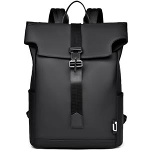 Kommodum - Zaino casual Porta PC in Membrana PU impermeabile Borsa Uomo con Tasca per PC Portatile Computer Notebook per Tempo libero Scuola Lavoro Viaggio KM19 (Nero)
