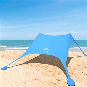 Night Cat Tenda da Spiaggia Baldacchino Parasole UPF 50+ Protezione UV con pali alluminio ancoraggio sabbia per cortile parco spiaggia