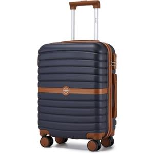 KONO Valigia Bagaglio a Mano 55x40x20 Rigida ABS+PC Trolley Leggero per Viaggi Aerei (55 cm, Marina Militare/Marrone)