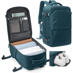 kibachev Leggera Zaino da Viaggio 40X20x25 Ryanair, Aereo Bagaglio a Mano con Portascarpe 40x30x20, Capiente Borsa Porta Pc Impermeabile Donna/Uomo, Zaino Business Multitasche (Blu Pavone)