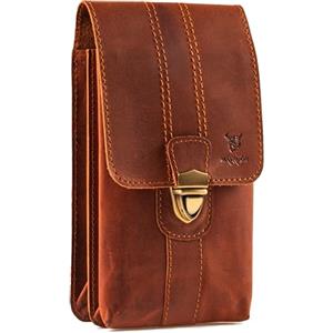MATADOR Málaga XL in vera pelle, marsupio universale per cellulare verticale extra large all'aperto con un sacco di volume per smartphone fino a 7.5" e portafoglio o borsa in formato verticale
