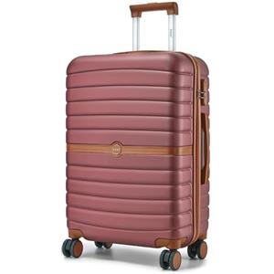 KONO Valigia Media Rigida 66,5 cm ABS+PC Trolley con 8 Ruote Leggero (65,6 cm, Bordeaux)