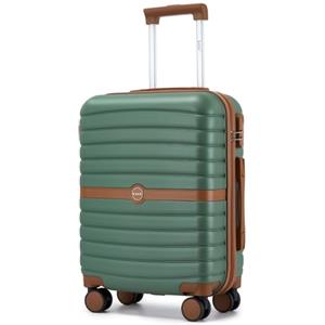 KONO Valigia Bagaglio a Mano 55x40x20 Rigida ABS+PC Trolley con 8 Ruote Leggero (55 cm, Verde/Marrone)