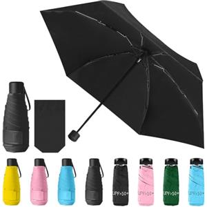 Vicloon Mini Ombrello Pieghevoli, Ombrello Pieghevole Antivento Portatile Ombrello da Viaggio Pioggia e Sole Antivento Ombrello Portatile per Uomo e Donna (Nero)