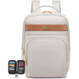 BAGZY Zaino da Viaggio Aereo Bagaglio a Mano 40x30x15 British Airways Zaino Porta PC 15.6 Pollic Zaini Antifurto Impermeabile per Lavoro Universita Ufficio Moto Scuola Donna Uomo Beige