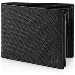 KRONIFY Portafoglio da Uomo | Protezione RFID | Formato Orizzontale | 13 Scomparti per Carte | Scomparto per Monete | Cuciture Rinforzate | Scatola Regalo | Carbonio