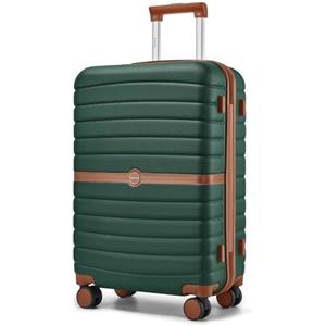 KONO Valigia Media Rigida 66,5 cm ABS+PC Trolley con 8 Ruote Leggero (65,6 cm, Verde Scuro)