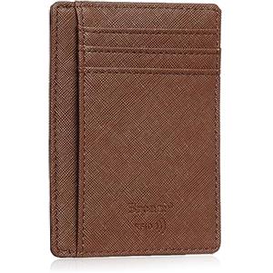 Bronzi Portafoglio Portafoglio Uomo Donna Piccolo Sottile Slim Elegante - Blocco RFID - Pelle Alta Qualità - Mini Porta Tessere Porta Documenti Porta Carte Di Credito - Saffiano Caffè