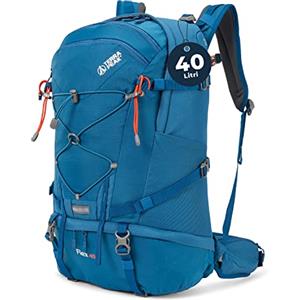 Terra Peak® Zaino da Trekking 40 litri uomo donna blu FLEX 40 GRANDE - Zaino da escursionismo, viaggio sportivo e montagna da esterno ergonomico e impermeabile per Hiking e escursioni, traspirante