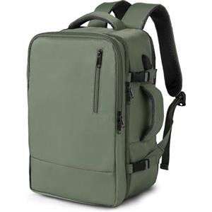 TANTOMI Zaino per bagaglio a mano, zaino a mano, aeroplano, 43 x 30 x 20, zaino da viaggio, bagaglio a mano, borsa per computer portatile, design multitascabile, adatto con scomparto per scarpe, verde