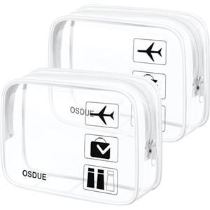 OSDUE Kit Viaggio Liquidi, 2 Pezzi Borse da Valigia Trasparente, Sacche da Aereo, Beauty Case Impermeabili, Borse per Cosmetici, Beauty Case da Borsa Viaggio per Trasporto di Liquidi, Donna/Uomo D