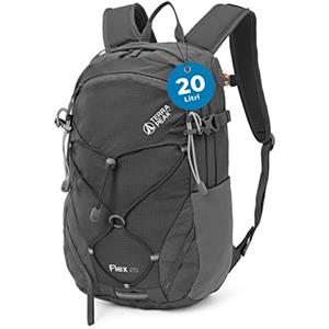 Terra Peak® Zaino da Trekking 20 litri uomo donna grigio FLEX 20 PICCOLO - Zaino da escursionismo, viaggio sportivo e montagna da esterno ergonomico e impermeabile per Hiking e escursioni, traspirante