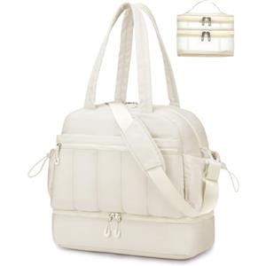 BAGZY Borsa da Viaggio 40X35X20 EasyJet Lufthansa Donna Borsone Palestra Uomo 35L Bagaglio a Mano Borsa Parto Ospedale Mamma con Scomparto Grande per Aereo Weekend Gym Travel Beige