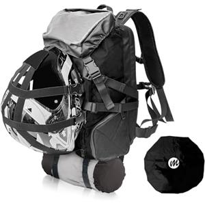 Moman Zaino Moto con Portacasco, BM2 Zaino per Casco Multifunzione Impermeabile con Copripioggia per Casco Grande Capacità e Scomparto per Laptop Borsa Porta Casco Moto per