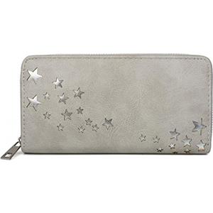 styleBREAKER Portafoglio Donna con Intagli a Forma di Stella Metallica, Chiusura con Cerniera, colore:Grigio chiaro