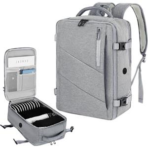 VOESLD Zaino per Ryanair 40x20x25, Zaino da Viaggio Aereo Bagaglio a Mano Grigio Chiaro Zaini Porta PC Donna Uomo Zaini Bagaglio a Mano per Tutte le Principali Compagnie Aeree