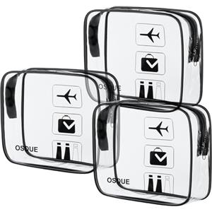 OSDUE Kit Viaggio Liquidi, 3 Pezzi Borse da Valigia Trasparente, Sacche da Aereo, Beauty Case Impermeabili, Borse per Cosmetici, Beauty Case da Borsa Viaggio per Trasporto di Liquidi, Donna/Uomo C
