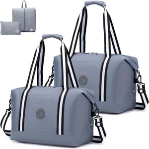 SPAHER 2X Borsone da Viaggio Bagaglio a Mano 40x30x25 Eurowings Borsone Palestra Sportiva Grande Donna Uomo 30L Pieghevole Borsa da Viaggio Piscina Fitness Impermeabile Travel Duffel Cabin Bag