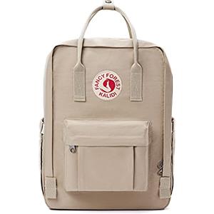 KALIDI - Zaino Unisex Studente, Zaino Scuola del Computer Portatile 15 Pollici,Borsa Portatile Resistente Morbida, Kaki, 38 cm